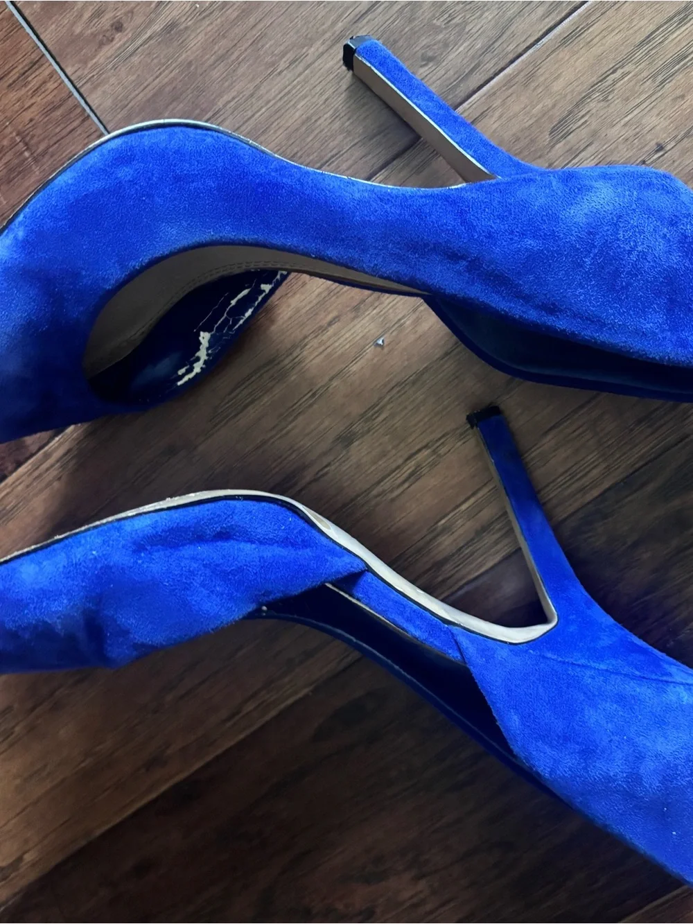 BCBG Royal Blue Suede Pointed-Toe D'Orsay Heels